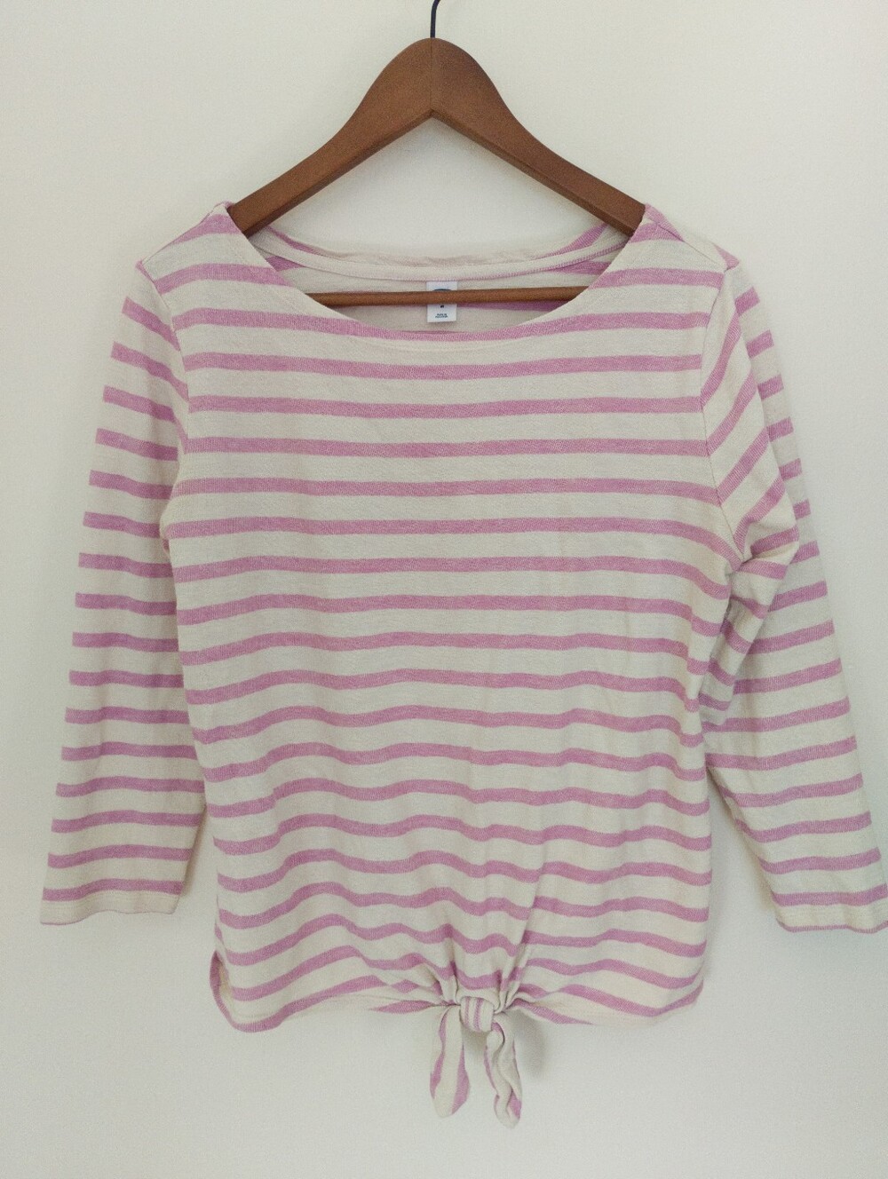 Old Navy Pink Striped Relaxed Tie-Front Mariner Top Size Medium